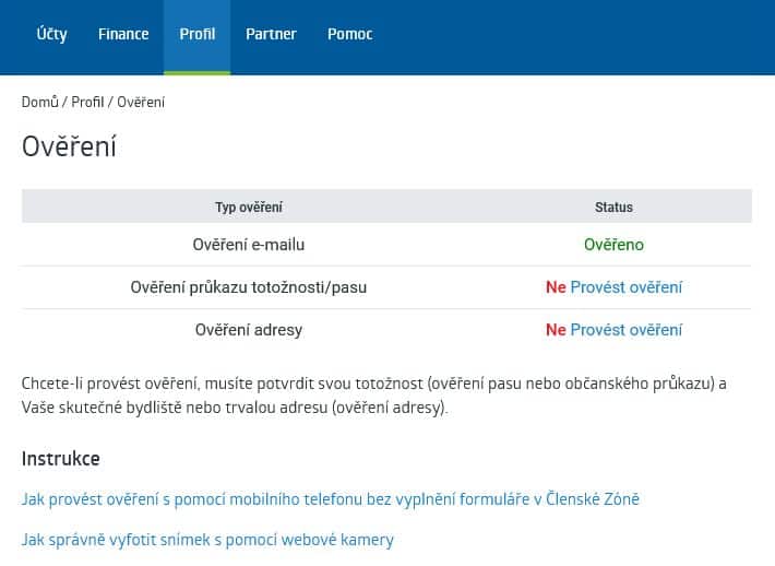 Ověření identity na robomarkets