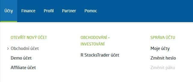 Účty na robomarkets