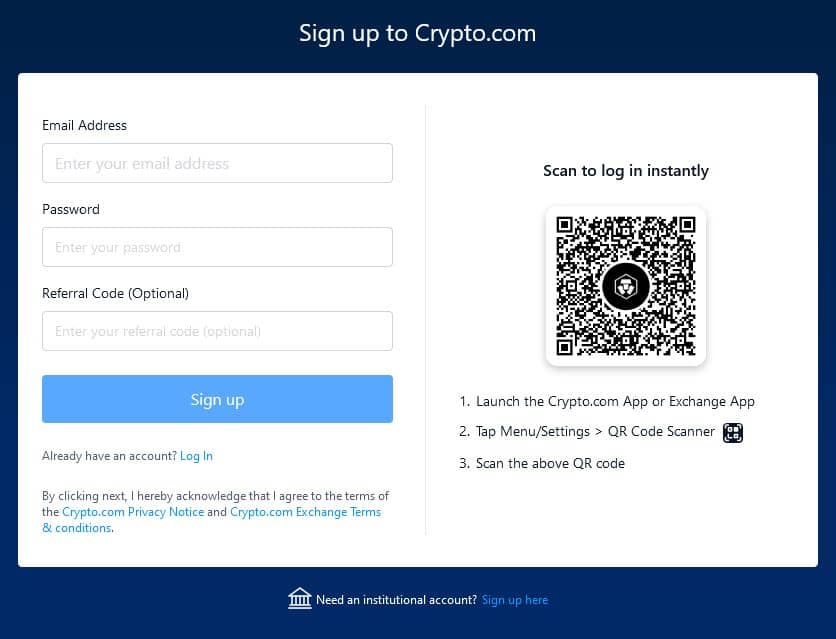 Registrace na crypto.com