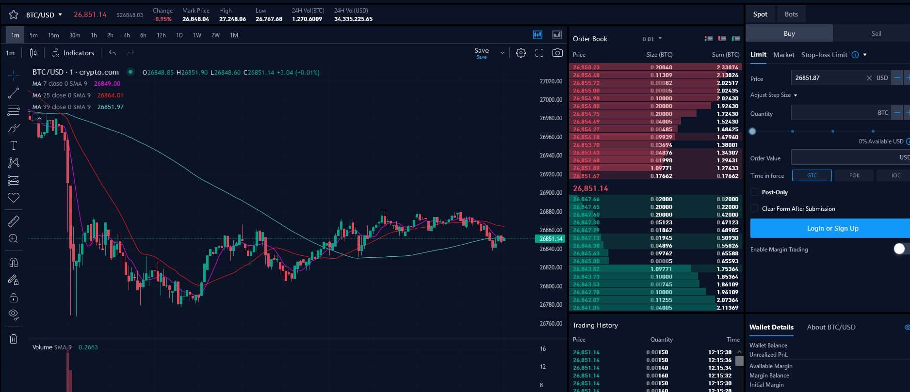 platforma pro spotový trh na burze Crypto.com