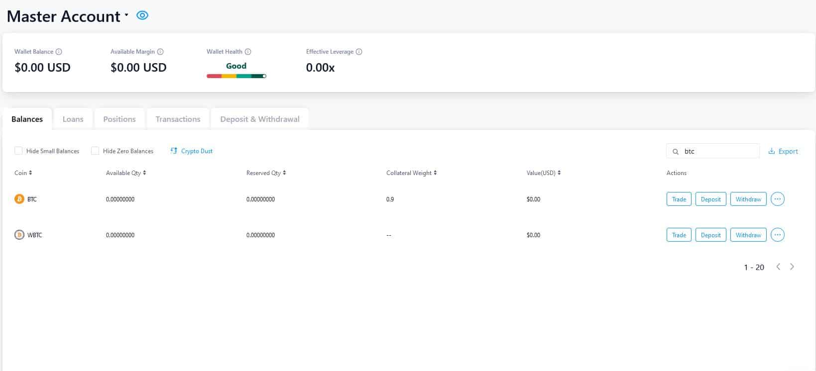 Crypto Wallet rozhraní na webové platformě Crypto.com. 