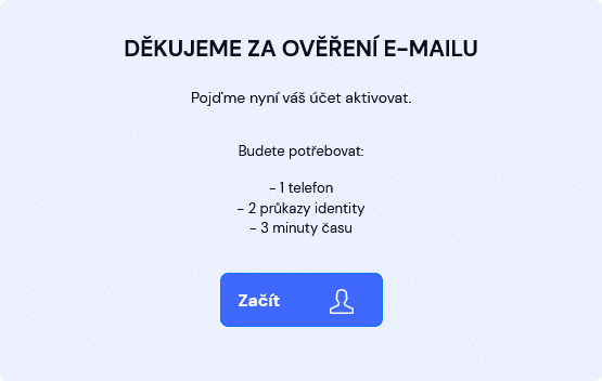 Potřebné složky pro ověření vaší identity na Coinmate