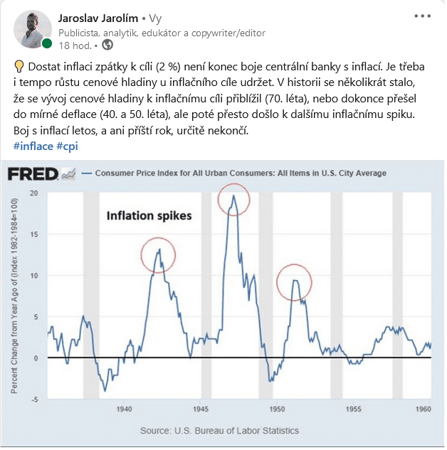 Celková inflace v USA ze 40. a 50. let.