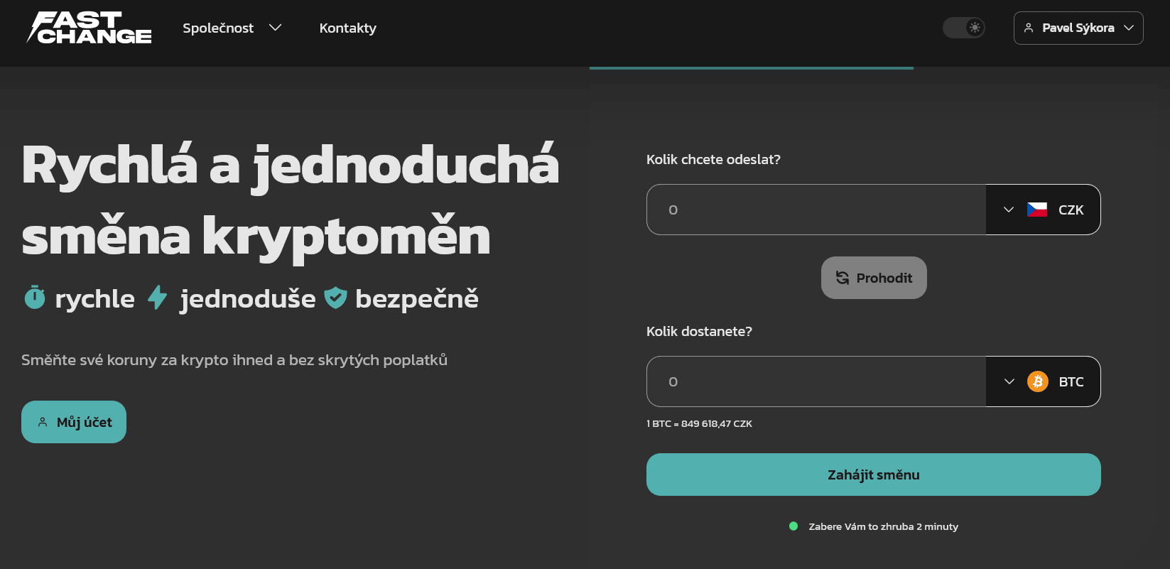 FastChange lze využít jak pro jednorázové transakce, tak i pravidelné směny. Zdroj: FastChange