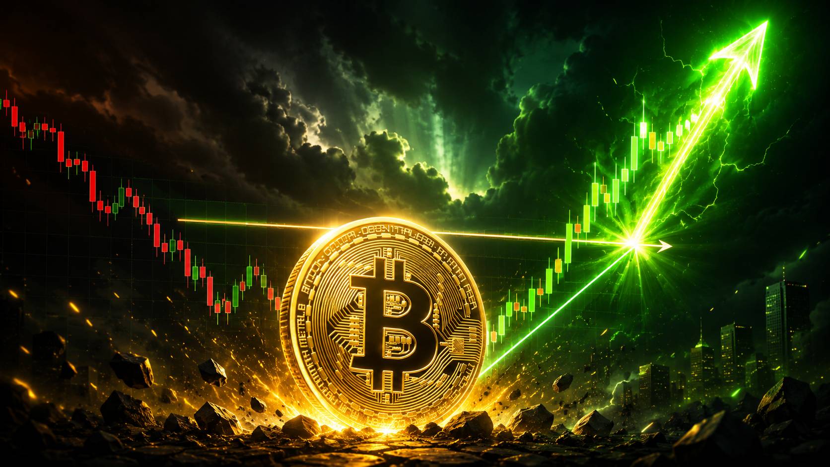 Klesající klín jako stlačující se pružina, průlom ceny bitcoinu je na spadnutí