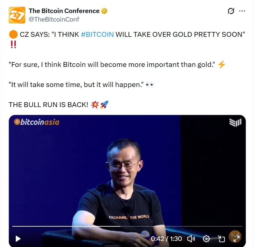 Changpeng Zhao na konferenci v Hongkongu