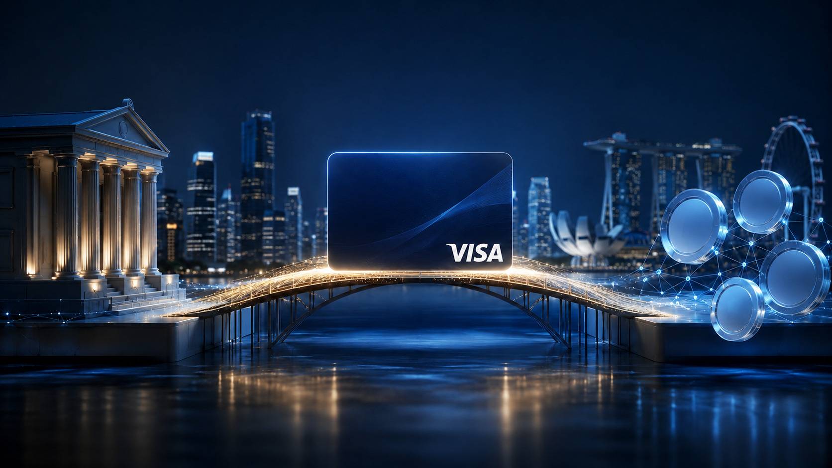 Visa spouští v Singapuru vypořádání stablecoiny 7 dní v týdnu. Akcie Visa se obchodují za 26násobek zisku