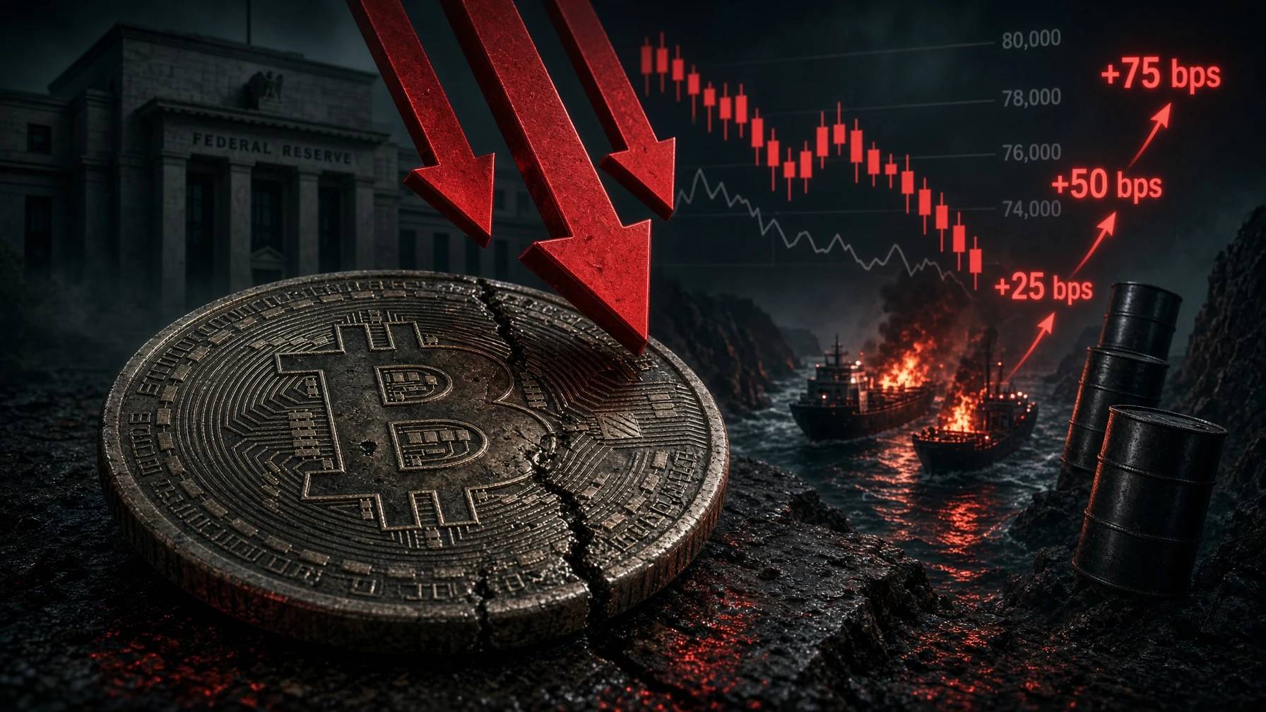 Bitcoin pod tlakem: Pravděpodobnost růstu sazeb prudce roste