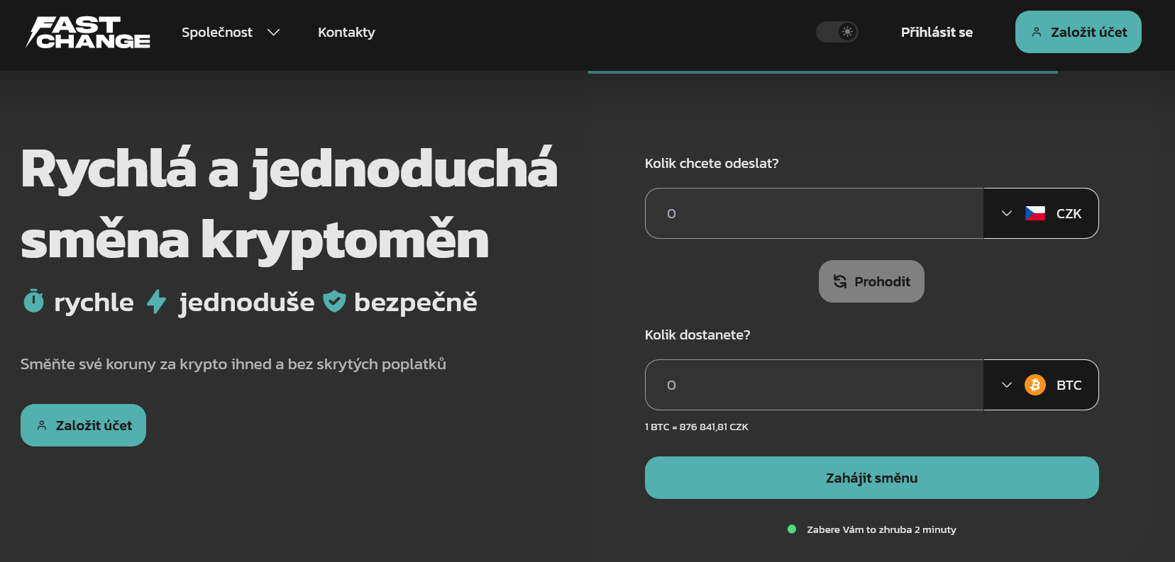 Směnárna FastChange představuje přehlednou a rychlou směnu kryptoměn a fiat měn. Zdroj: FastChange