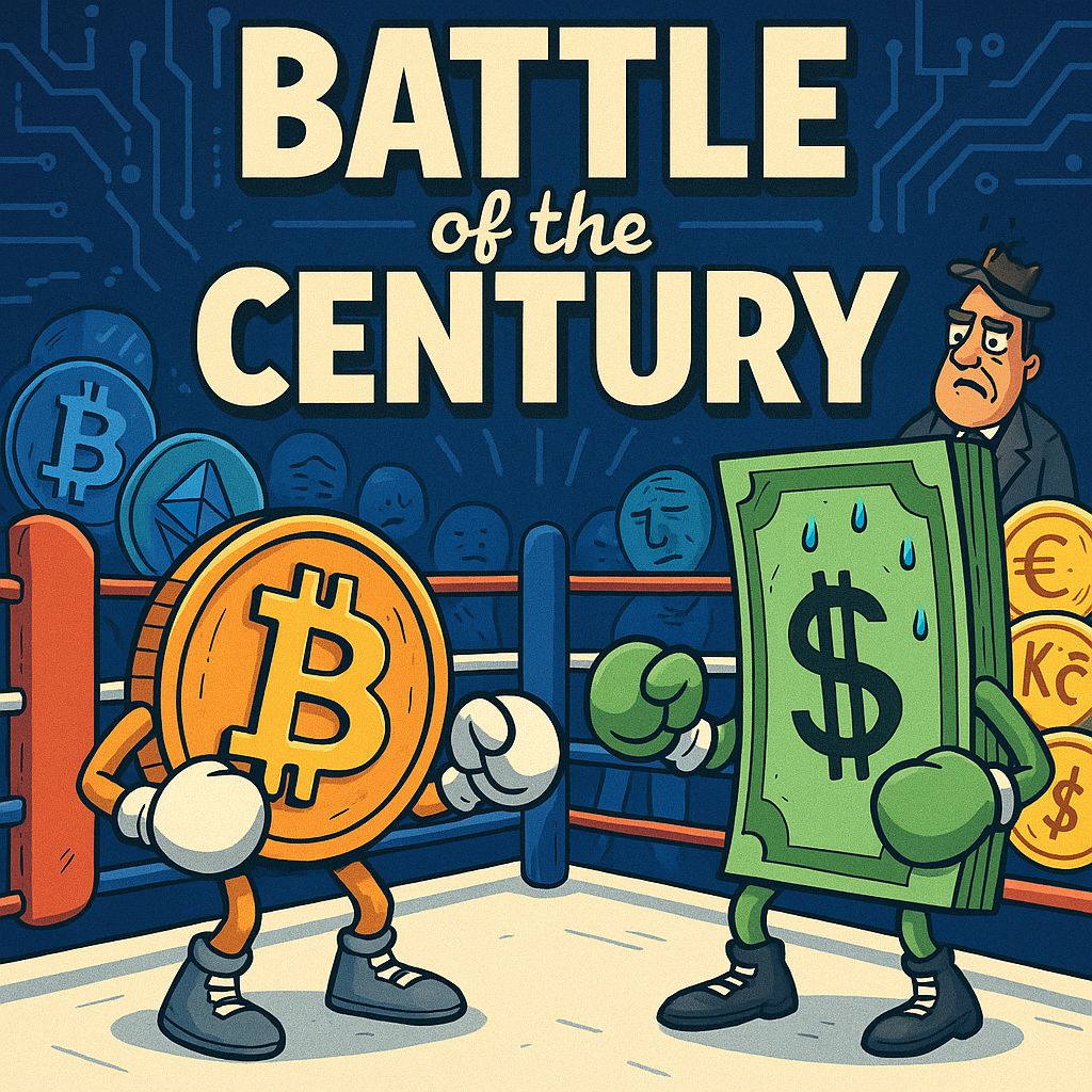 Bitva století mezi kryptem a fiat.