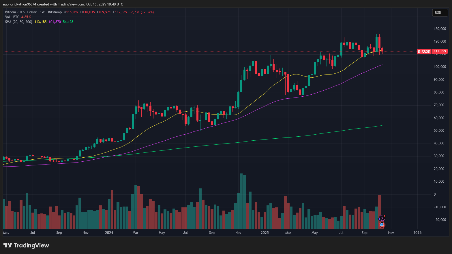 Graf ceny Bitcoinu. Zdroj Tradingview.com