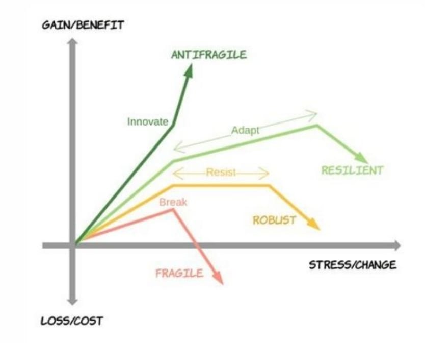 Fragilní, robustní a antifragilní aktiva v průběhu času pod tlakem nejrůznějších stresorů