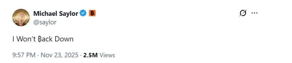Příspěvek Michaela Saylora o tom, že neustoupí.