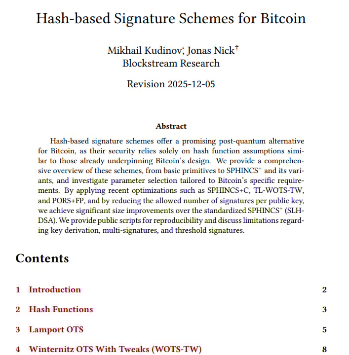 Hash-based podpisové schémata pro bitcoin