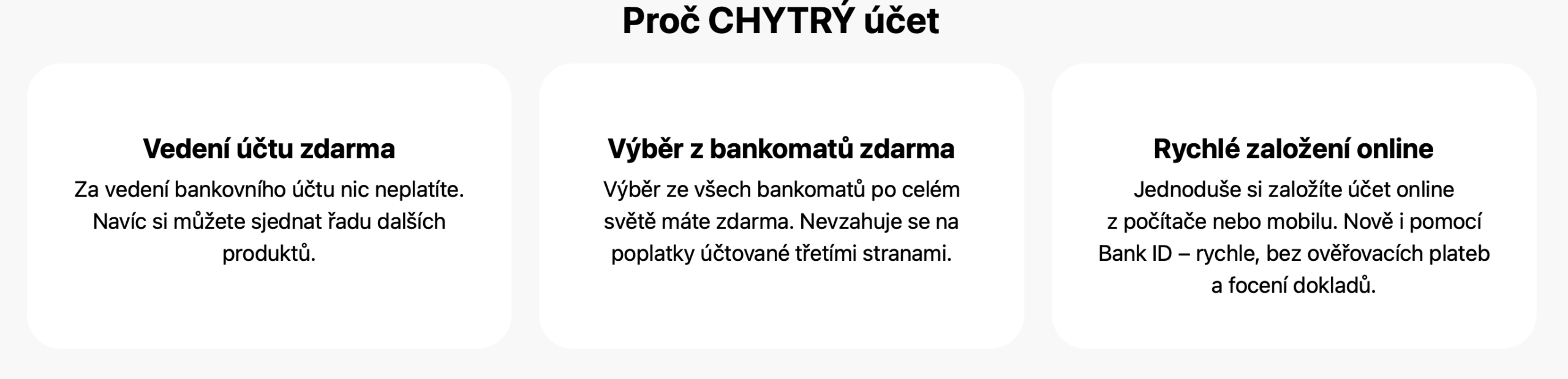 Výhody Chytrého účtu od RB. Zdroj: rb.cz