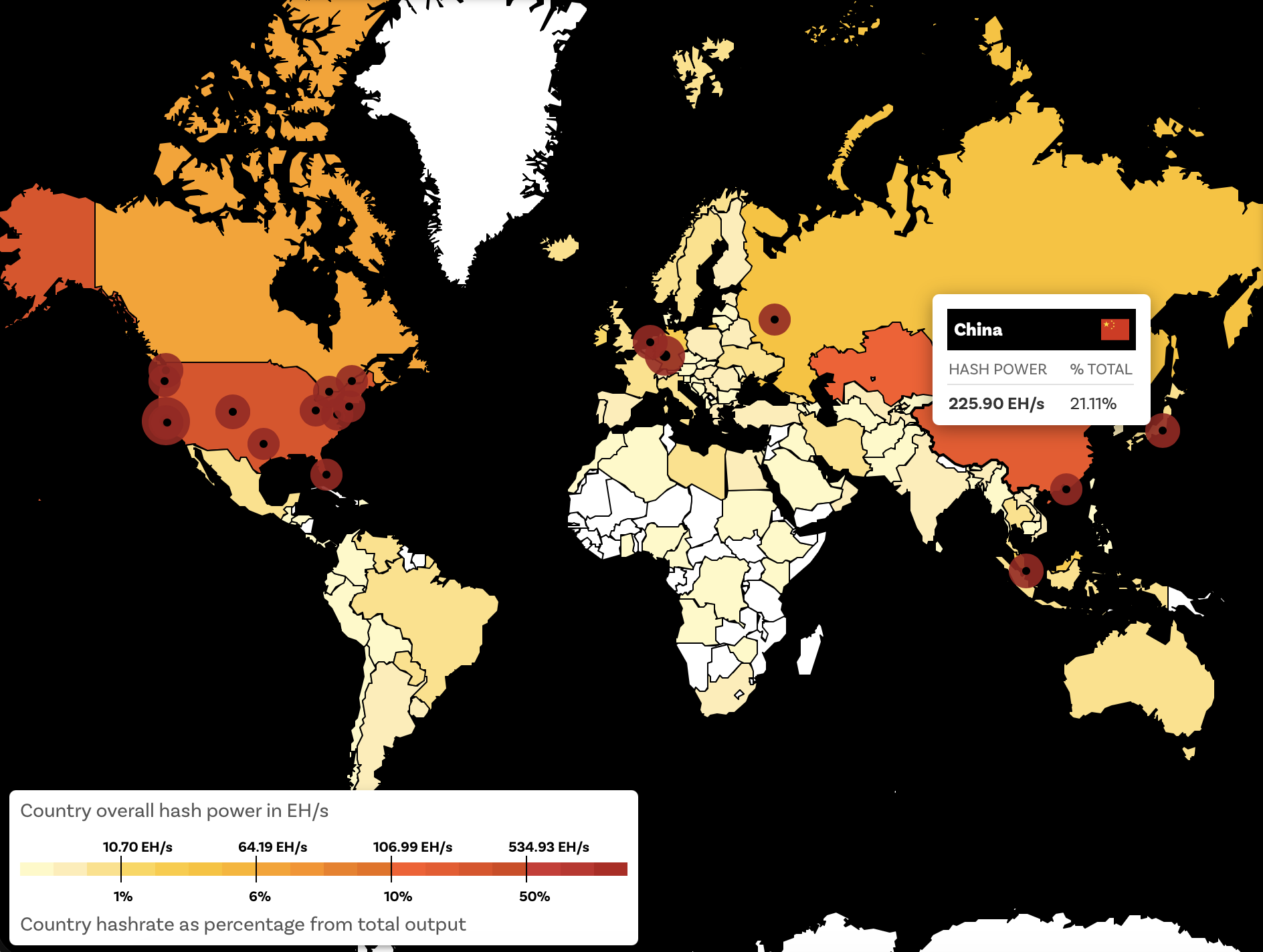 Hashrate podle zemí. Zdroj: chainbulletin.com