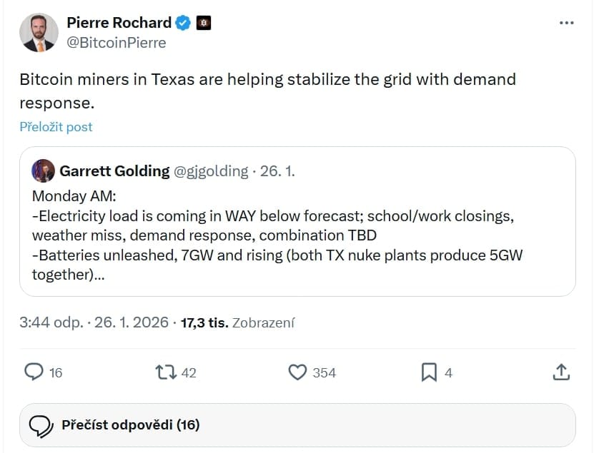 Těžaři bitcoinů v Texasu pomáhají stabilizovat síť.