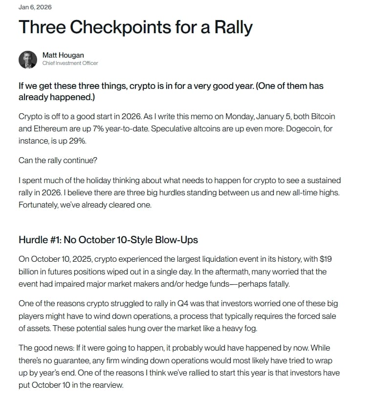 Část z příspěvku Matta Hougana, ve kterém uvádí, že investoři nechali 10. říjen za sebou.