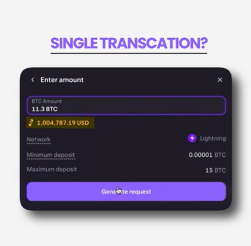 Jeden milion dolarů v jedné transakci Lightningu.