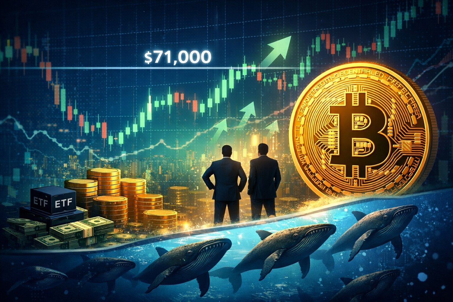 Velcí hráči se vracejí do bitcoinu, akumulace u 72 000 dolarů sílí