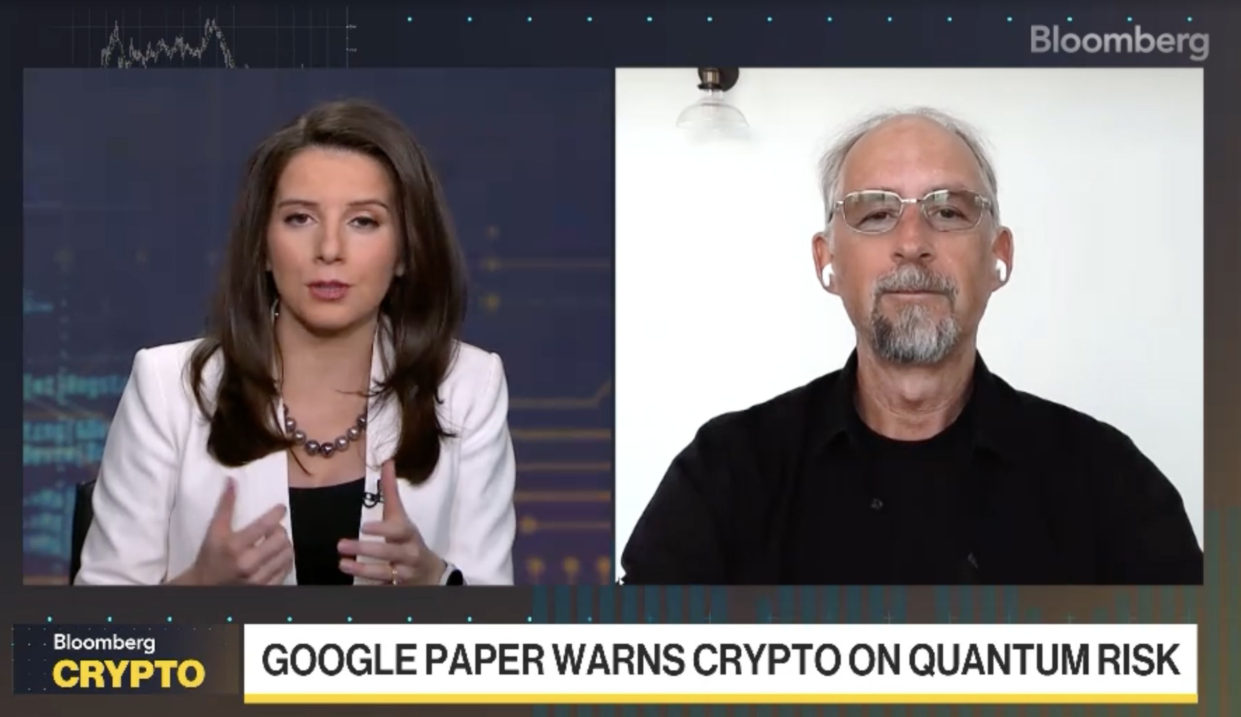 Adam Back v rozhovoru se stanicí Bloomberg. Zdroj: bloomberg.com