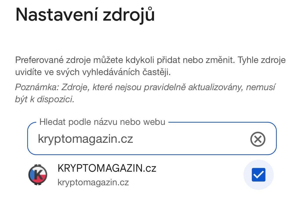 Přidejte si náš web mezi preferované zdroje na Google News