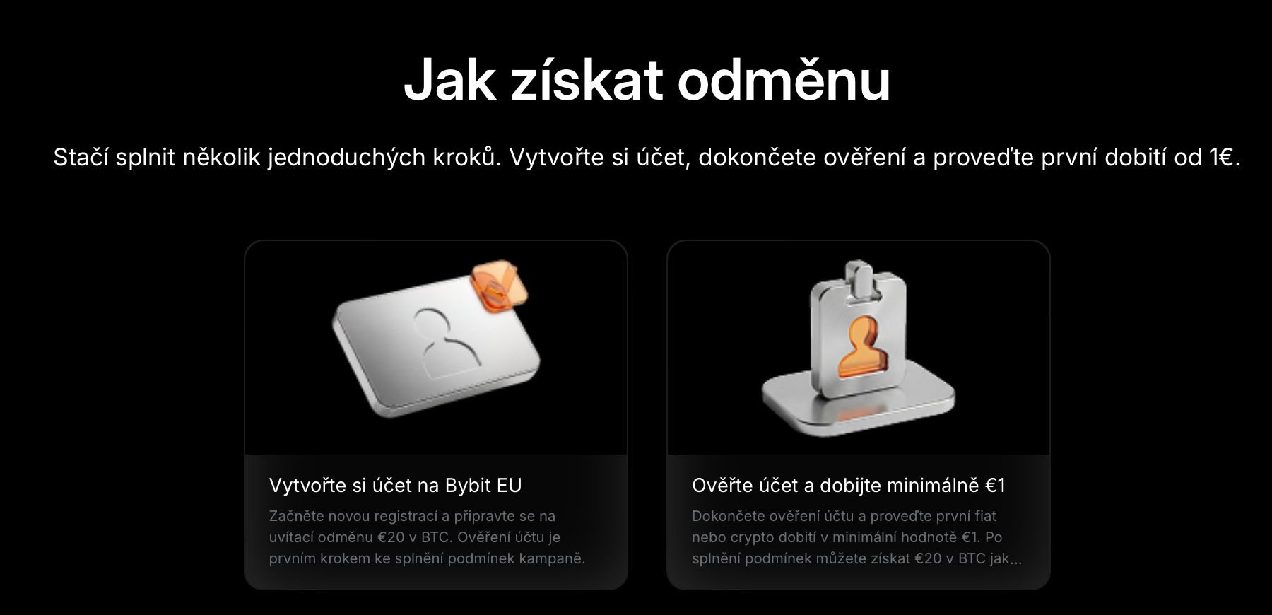 Založte si účet na Bybit EU a získejte 20 eur v bitcoinu. Zdroj: bybit.eu
