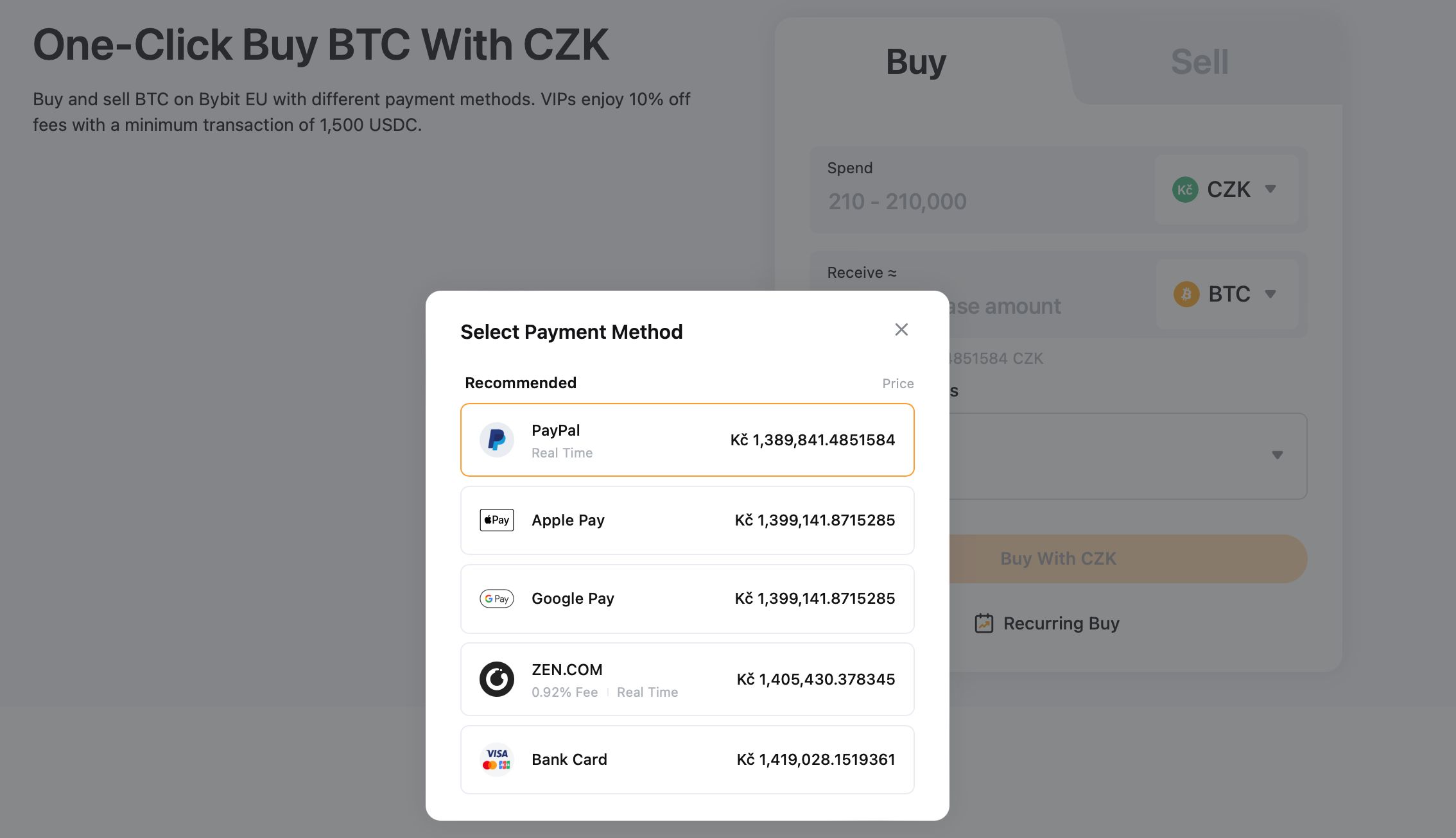 Vložit prostředky na Bybit můžete několika způsoby. Zdroj: bybit.eu