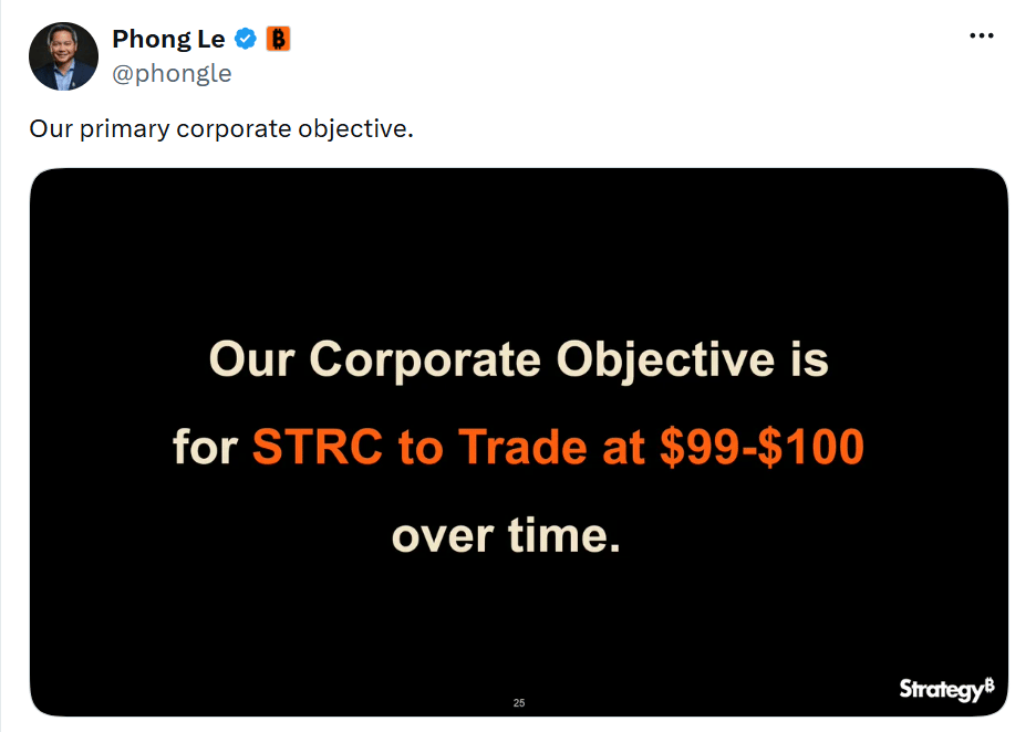 Vyjádření ředitele Strategy Phonga Le k cílové ceně akcií STRC
