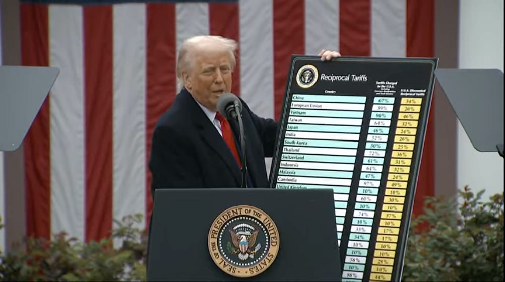Prezident USA Donald Trump se vyjadřuje k recipročním clům