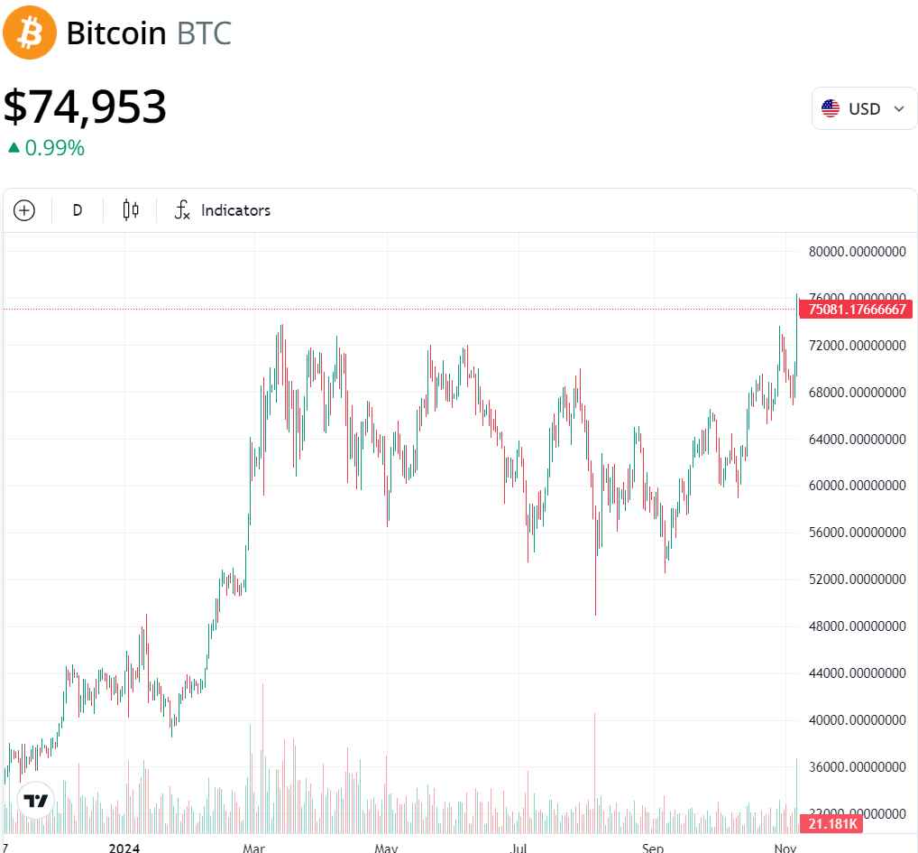BTC/USD, 1letý graf. Zdroj: Cointelegraph