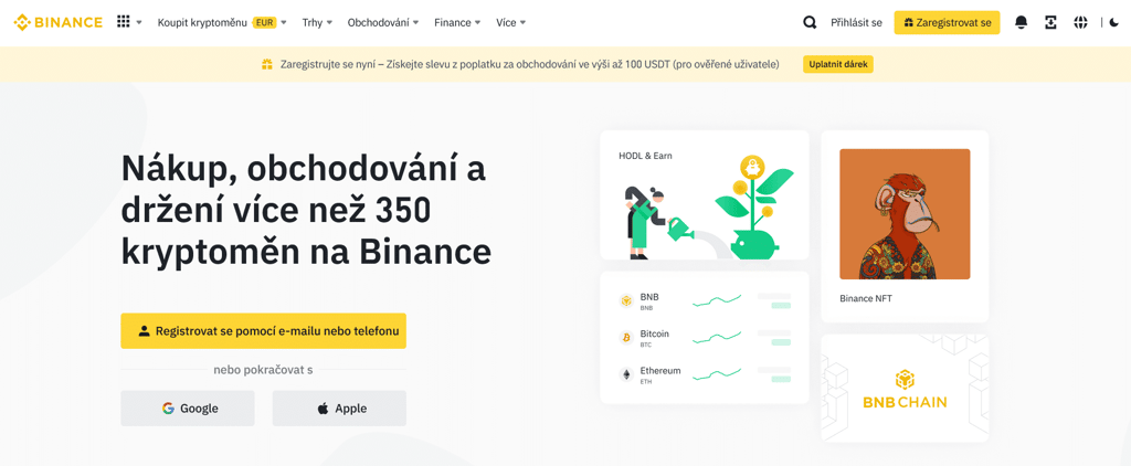 registrace na binance