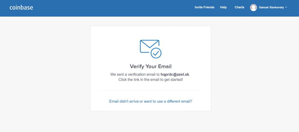 coinbase verifikace email