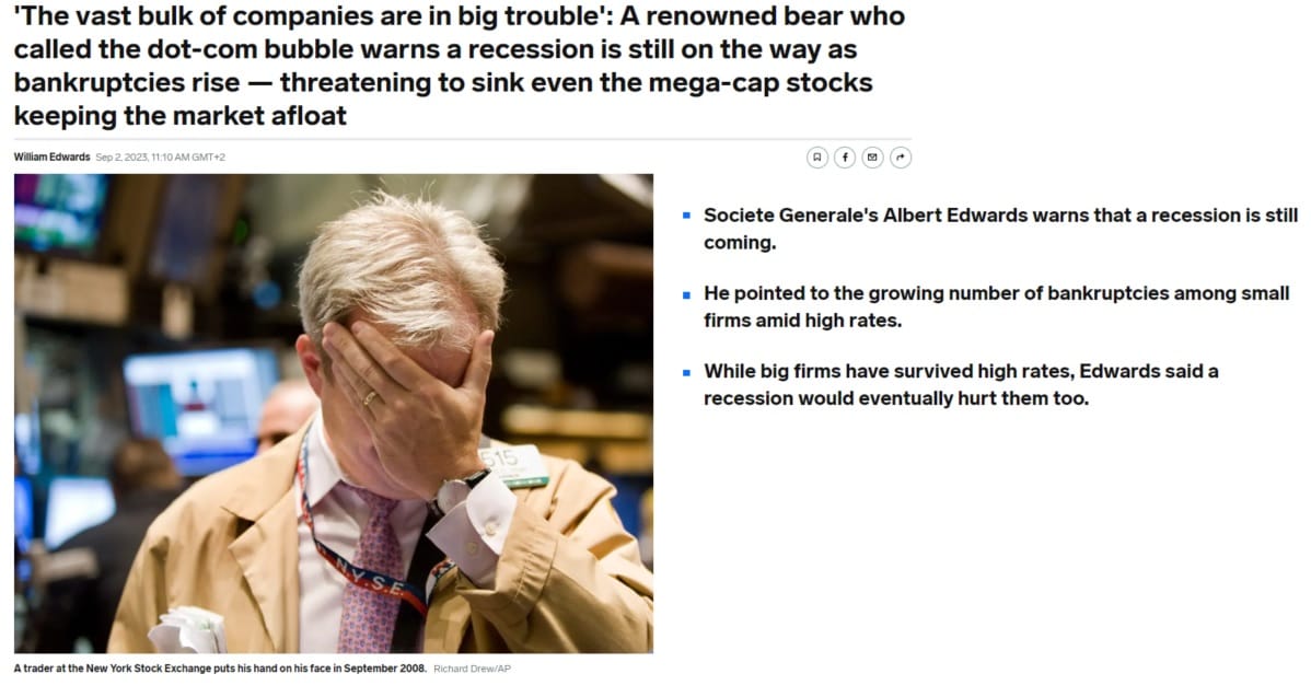 Varování analytika Societe Generale, zdroj: businessinsider.com