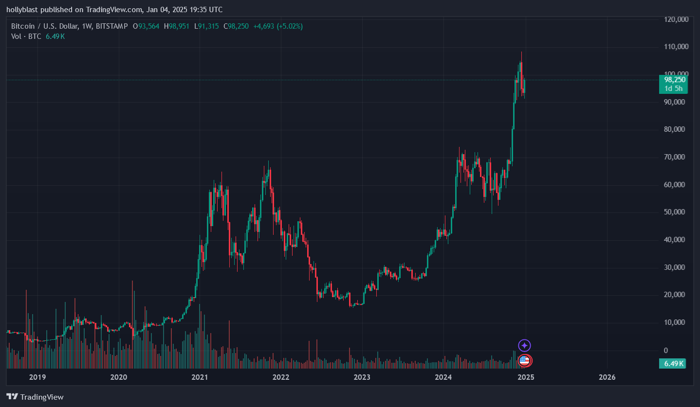 Graf ceny Bitcoinu. Zdroj Tradingview.com
