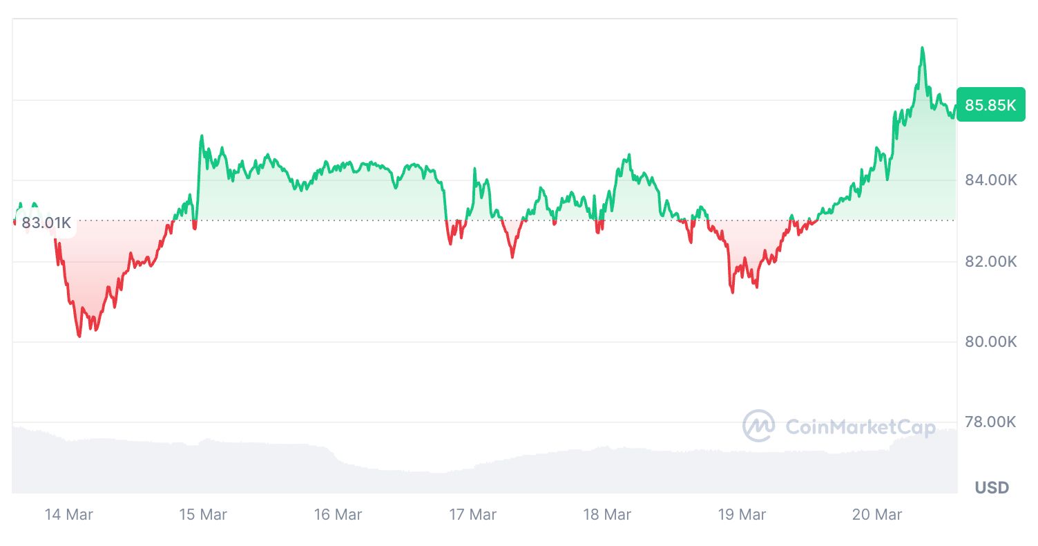 Bitcoin za posledních sedm dní vzrostl o 3,53 %