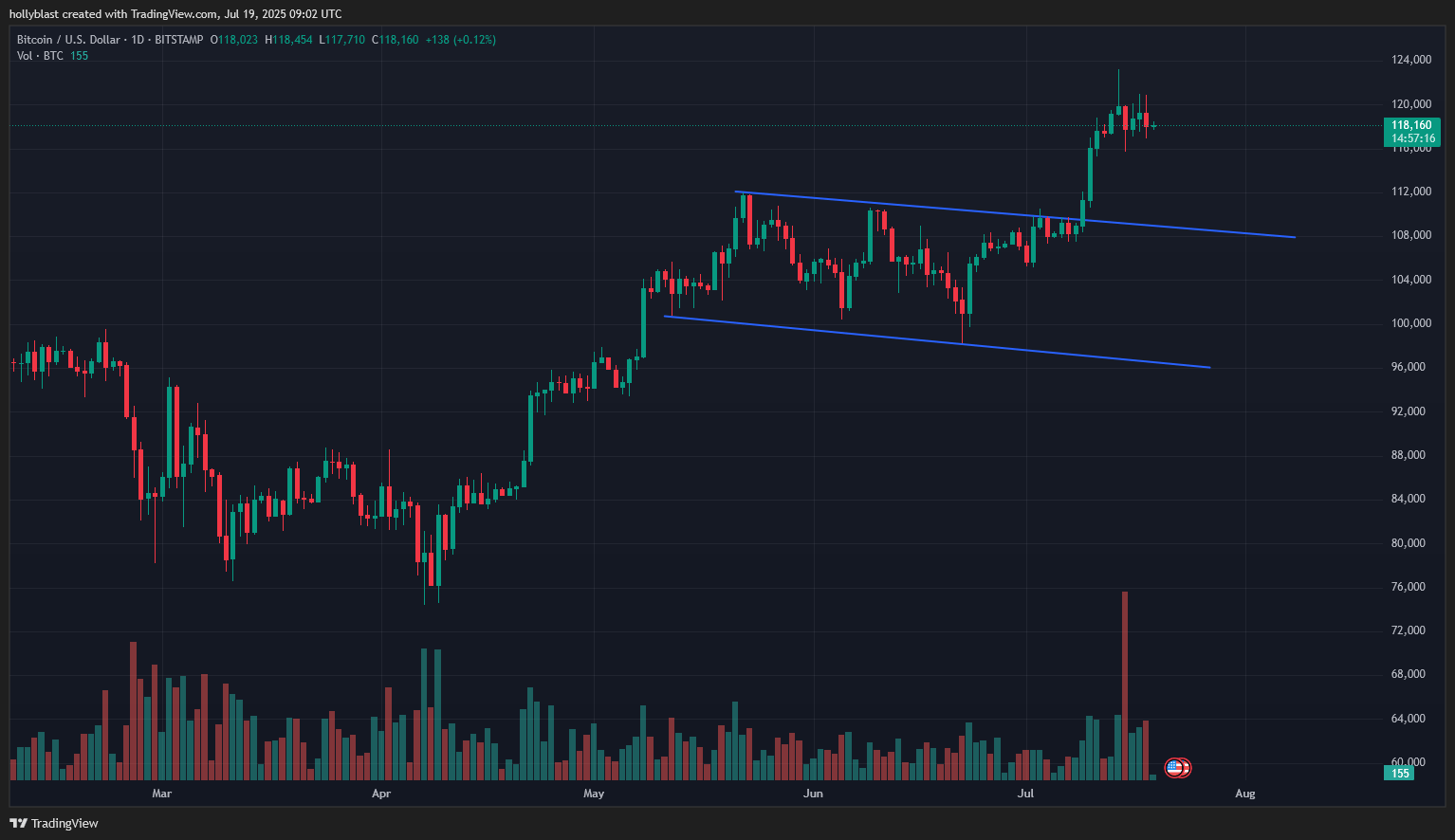 Graf ceny Bitcoinu. Zdroj Tradingview.com