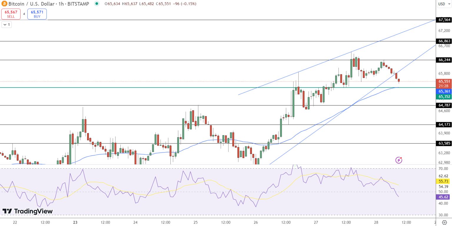 Cena bitcoinu na denním grafu klesá