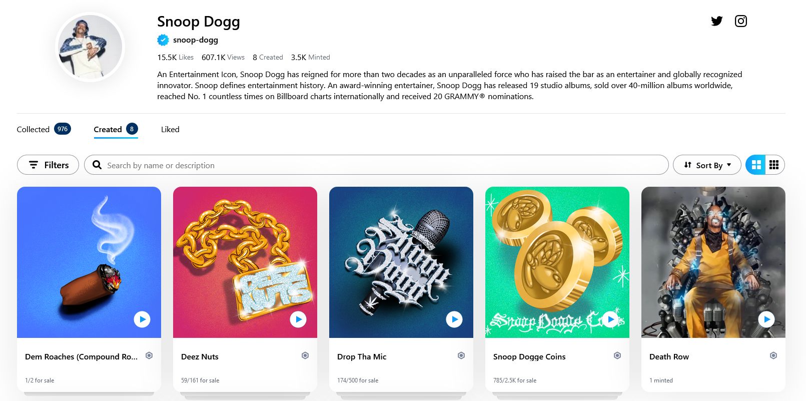 Snoop dogg nft kolekce na crypto.com