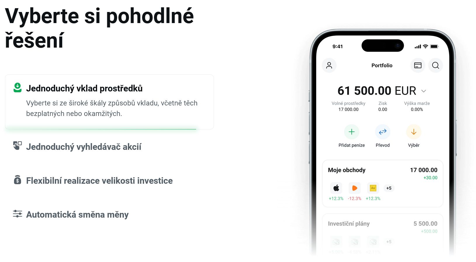 Mobilní aplikace XTB vám nabízí snadnou a přehlednou správu všech vašich investic. Zdroj: xtb.com