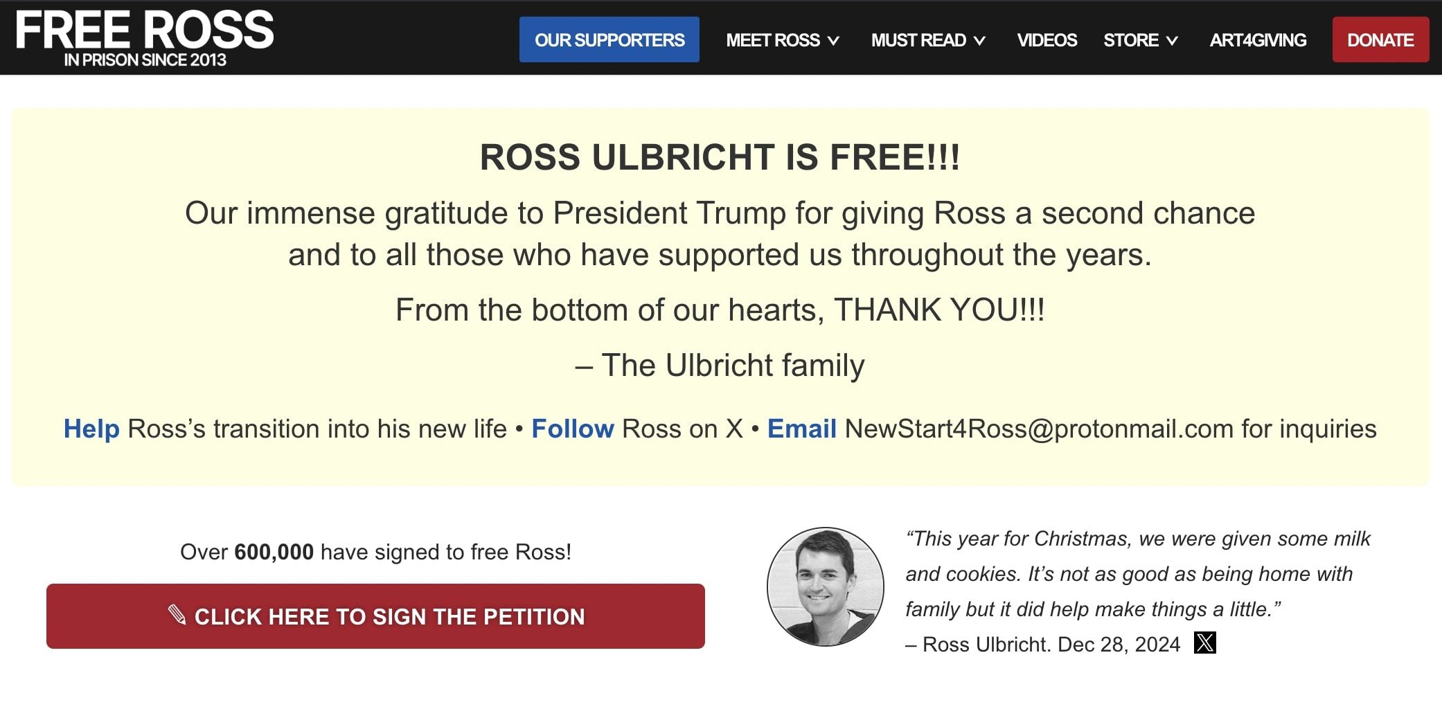 Webová stránka freeross.org. 