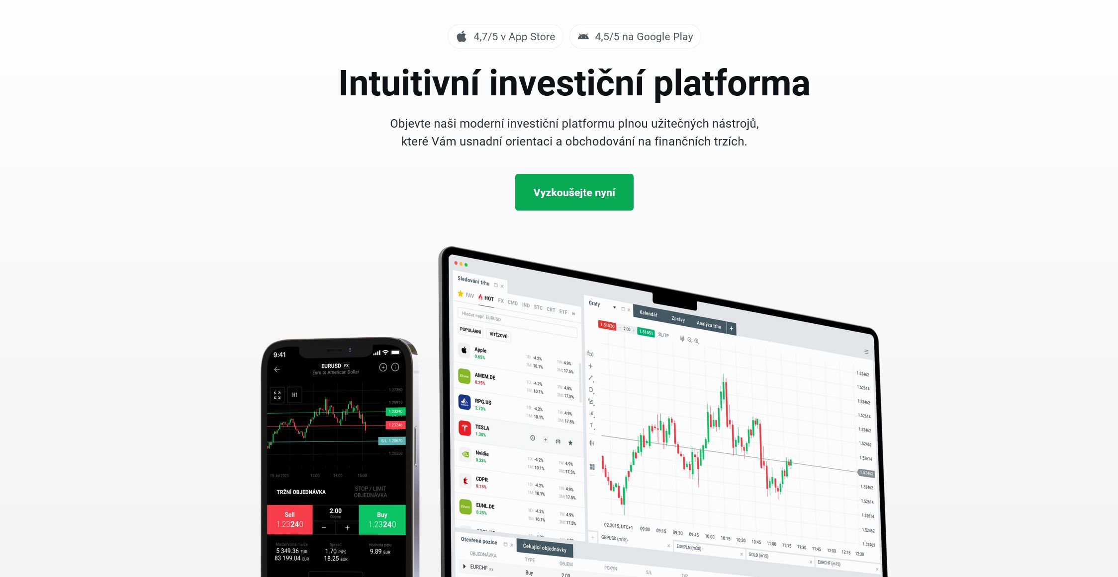 Platforma je velmi přehledná, efektivní a disponuje pokročilými nástroji. Zdroj: XTB