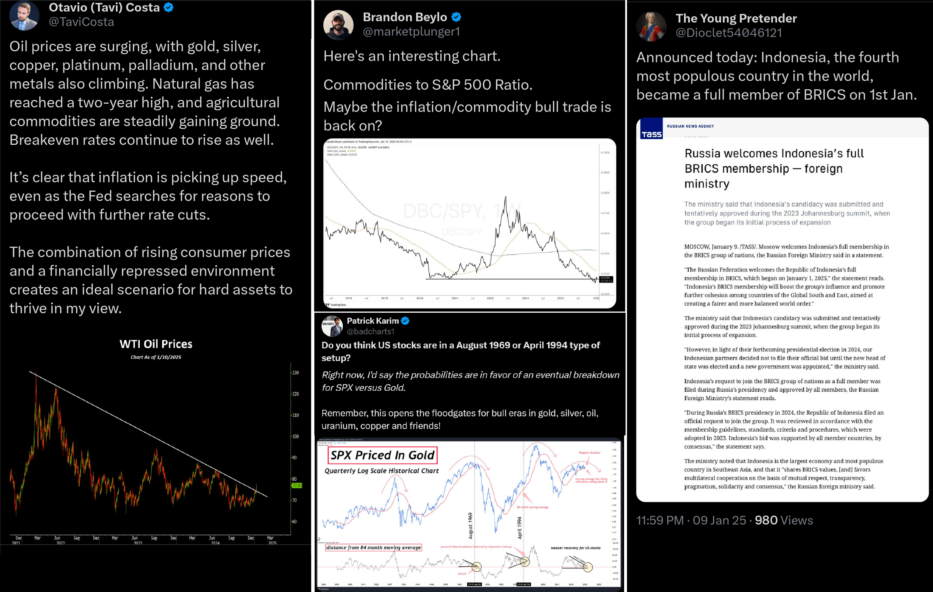 Rotace trendu v komoditním sektoru a přecenění indexu S&P 500 vůči zlatu