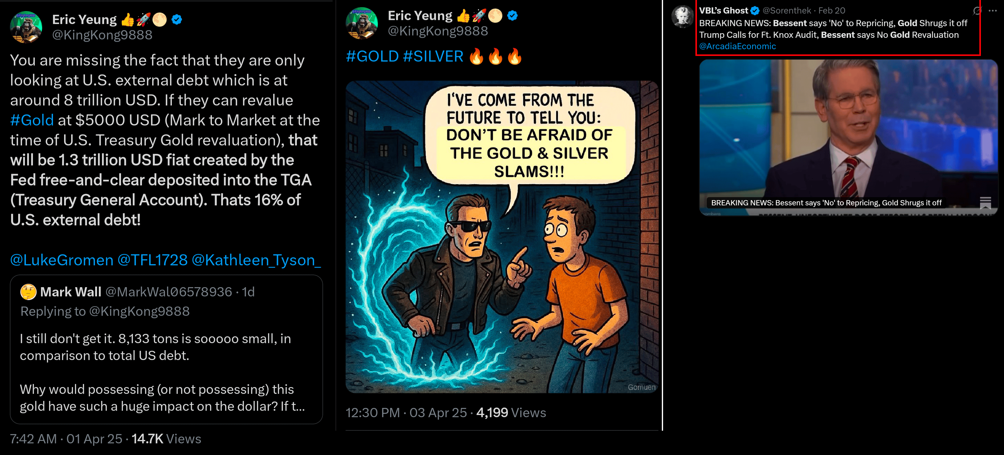 Možnost přecenění ceny zlata pro krytí amerických dluhopisů,