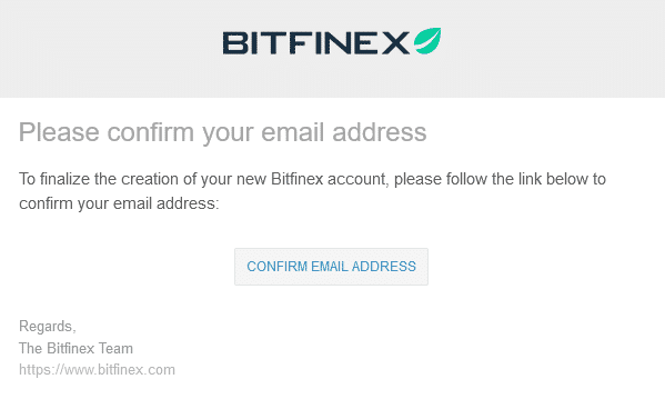 E-mailová aktivace účtu na Bitfinex