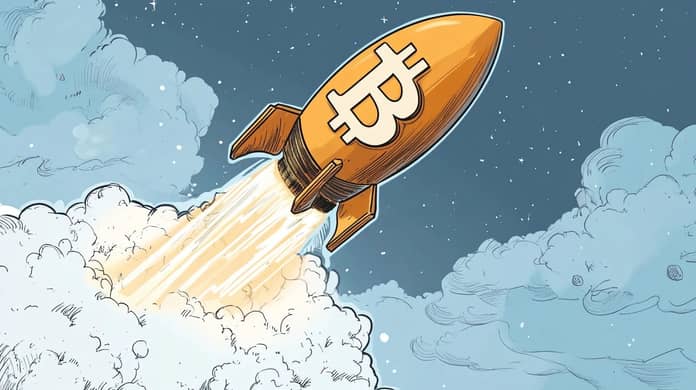 bitcoin btc raketa růst cena kurz midjourney
