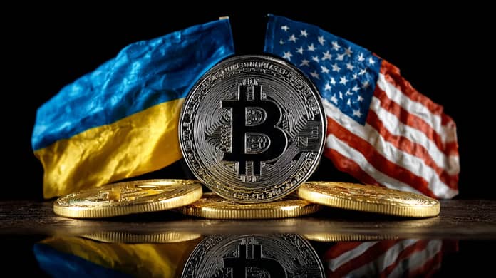 bitcoin btc USA Ukrajina vlajka Midjourney
