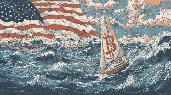 bitcoin btc usa vlajka boure cla usd Midjourney nahledovy obrazek
