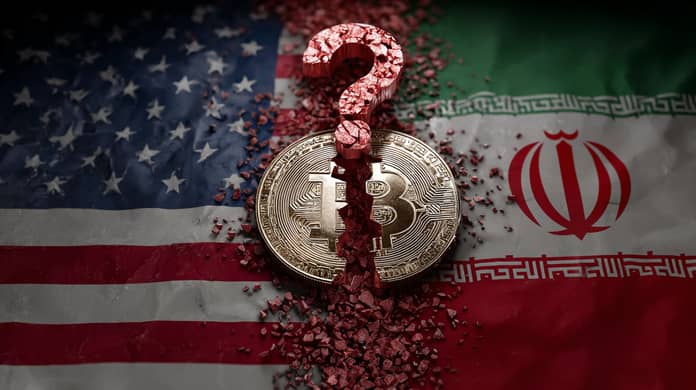 bitcoin btc usa iran vlajky otaztnik cervena midjourney nahledovy obrazek