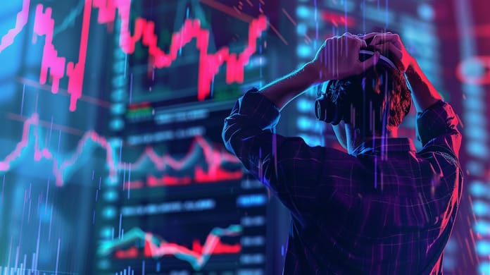 graf propad cena obchodník deprese strach